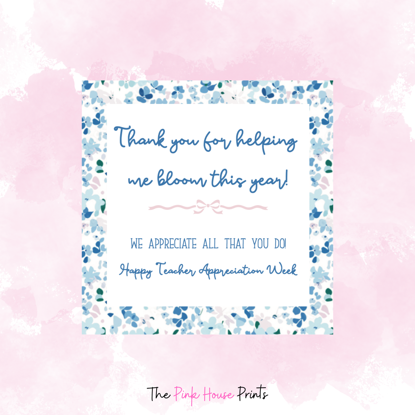 Blue Blooms Teacher Gift Tag
