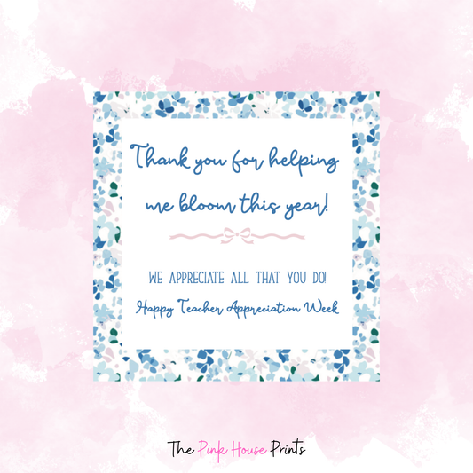 Blue Blooms Teacher Gift Tag