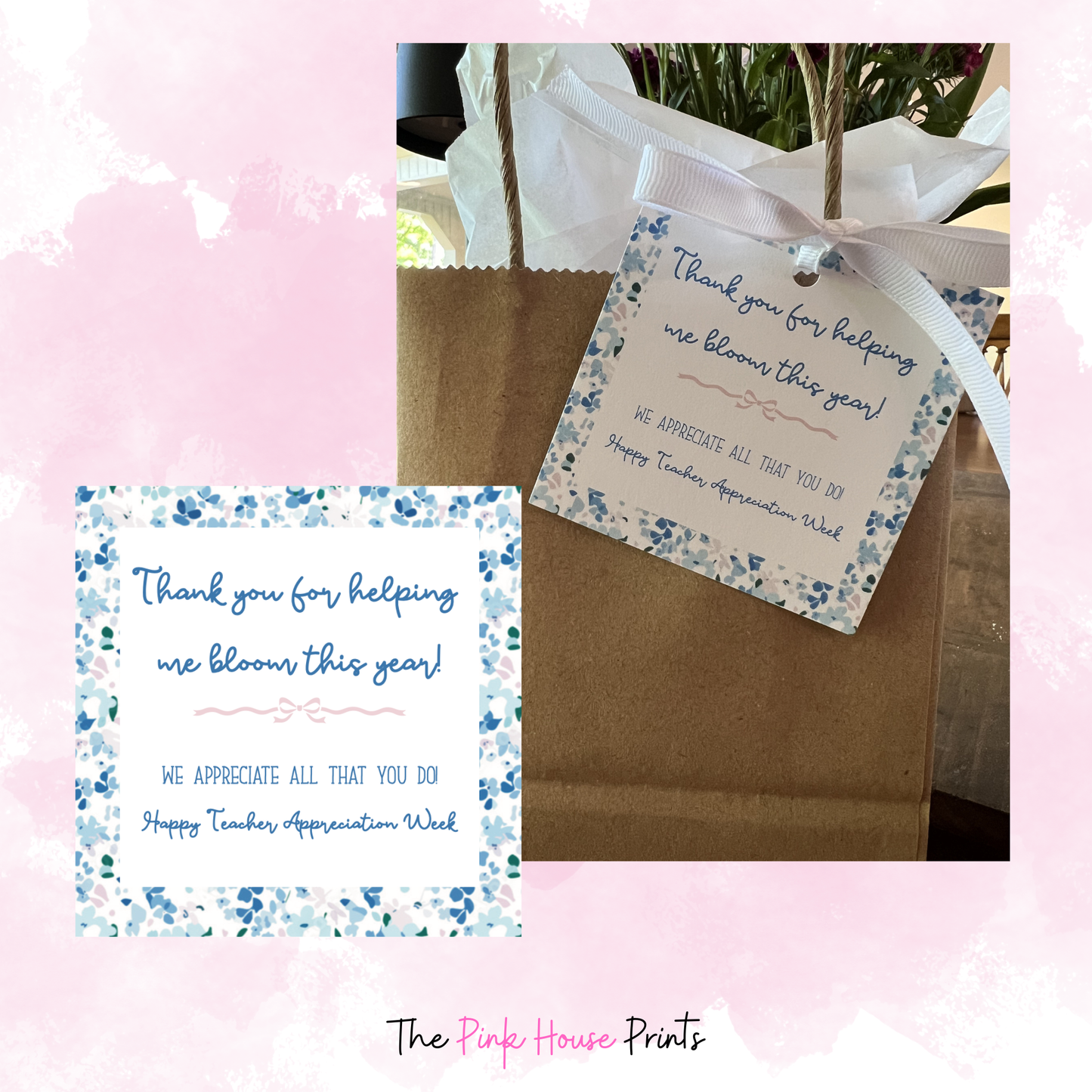 Blue Blooms Teacher Gift Tag
