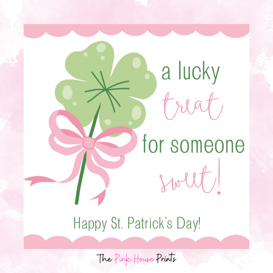 St. Patrick's Day Shamrock with Bow Gift Tag